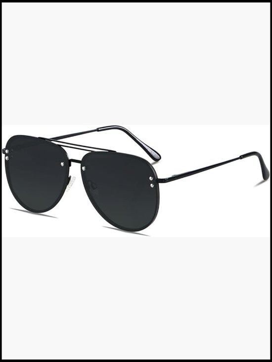 Oversized Aviator Rimless Metal Frame Sunglasses with Spring Hinges main image 6